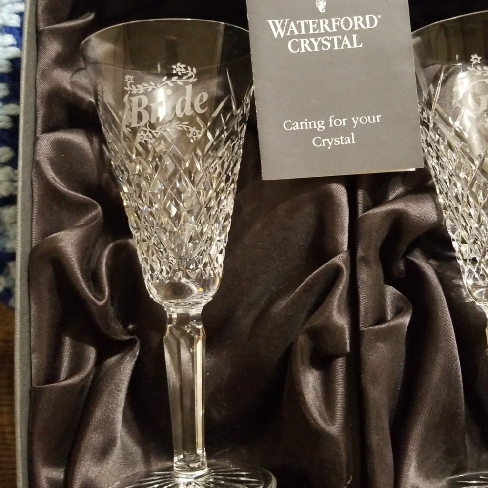 Waterford crystal bridge n groom  glasses